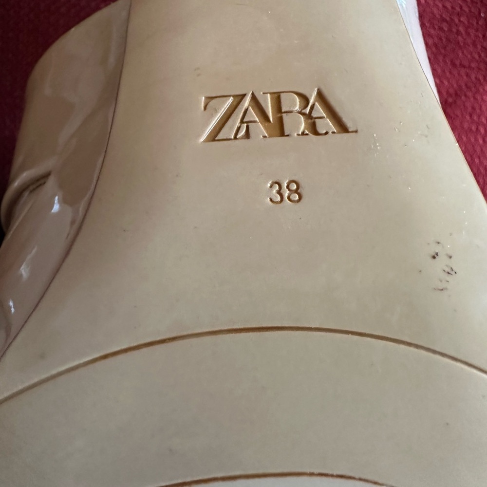ZARA Nude Patent Crisscross Ankle-Strap Platform Sandals, NWT, 7.5 - Picture 4 of 10